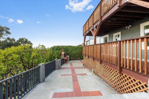 Backyard patio with brick oven